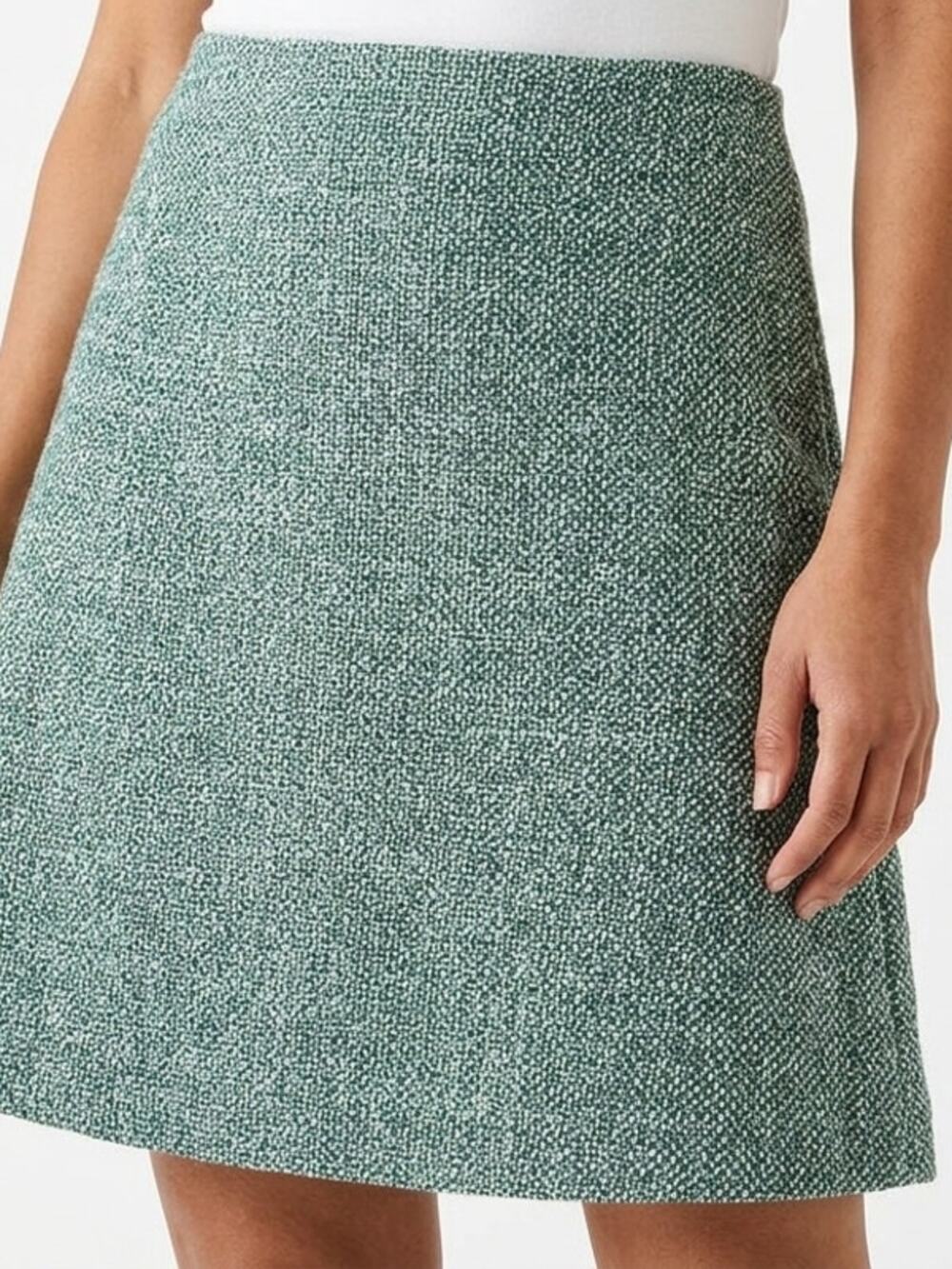 Hallhuber Green A-Line Mini Tweed Lined Skirt Women Size 4